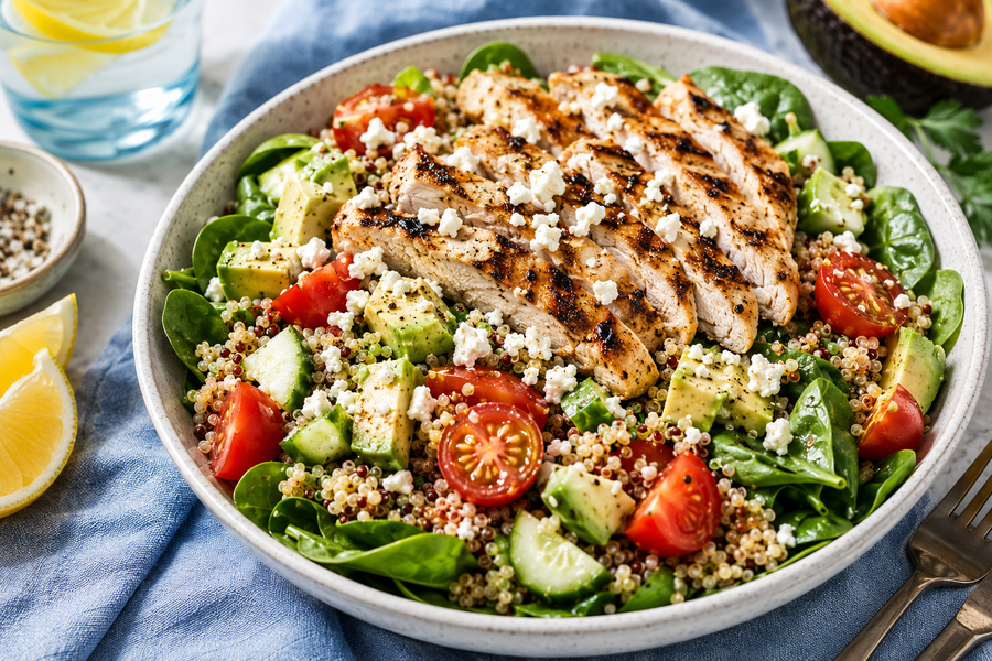 Quick High-Protein Lemon Chicken & Quinoa Power Bowl