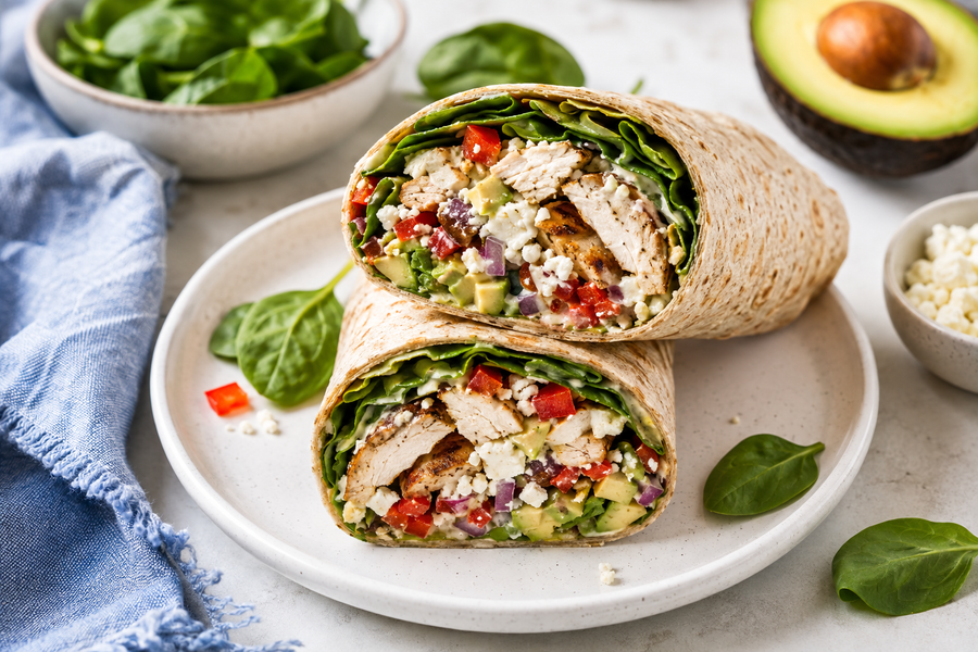 High-Protein Chicken Avocado Wrap
