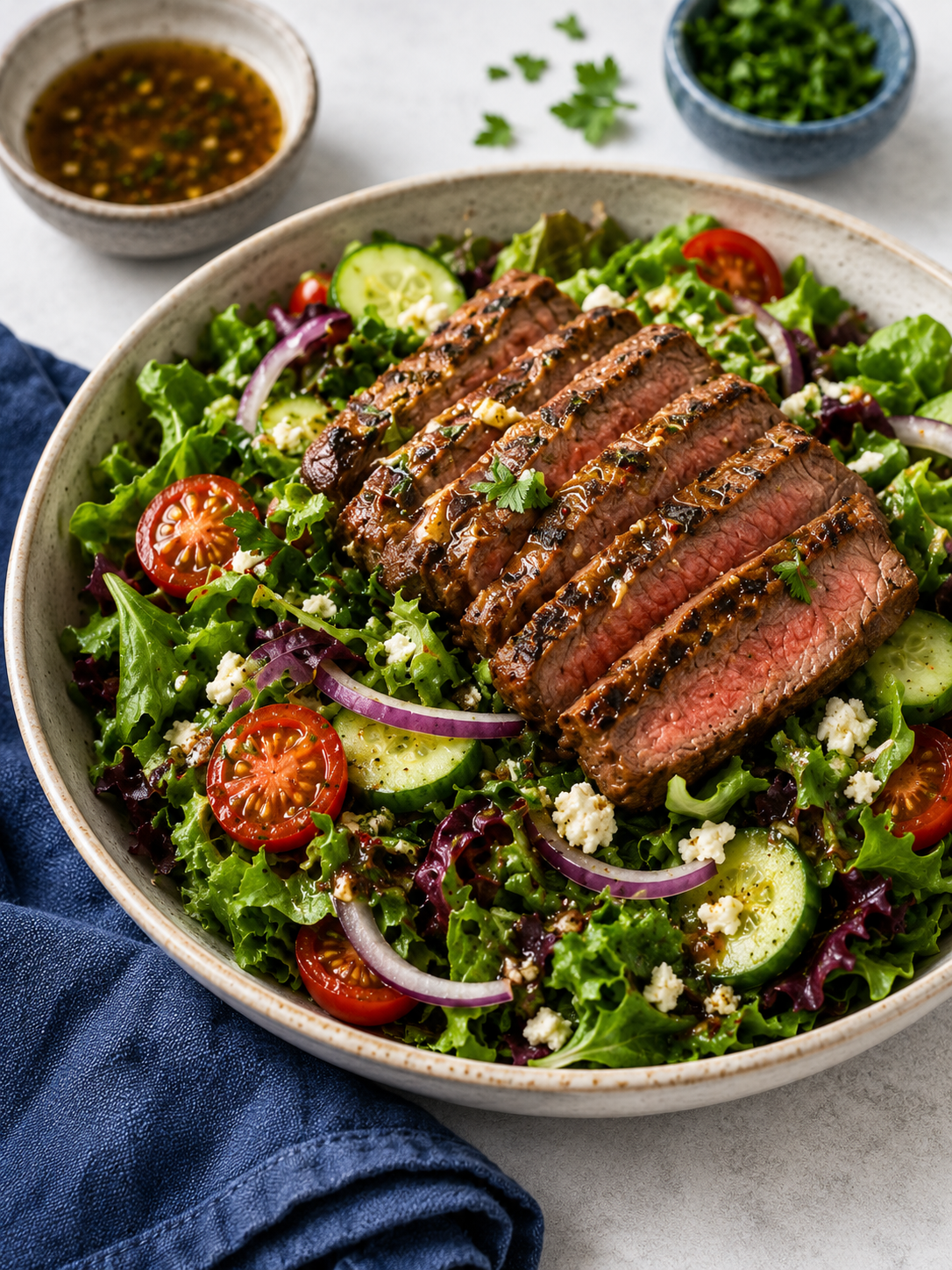 High-Protein Steak Salad with Red Wine Vinaigrette