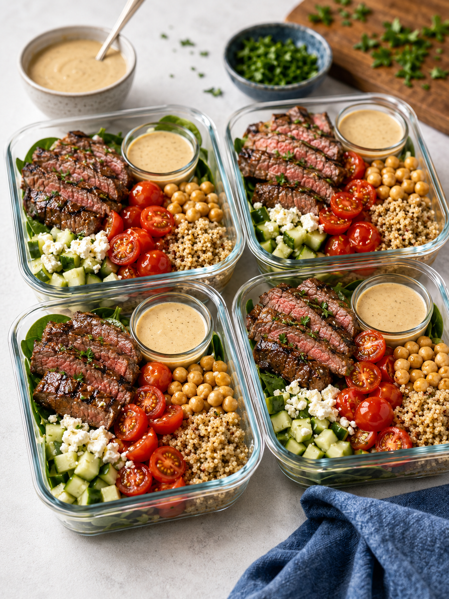 Steak & Chickpea Power Bowls