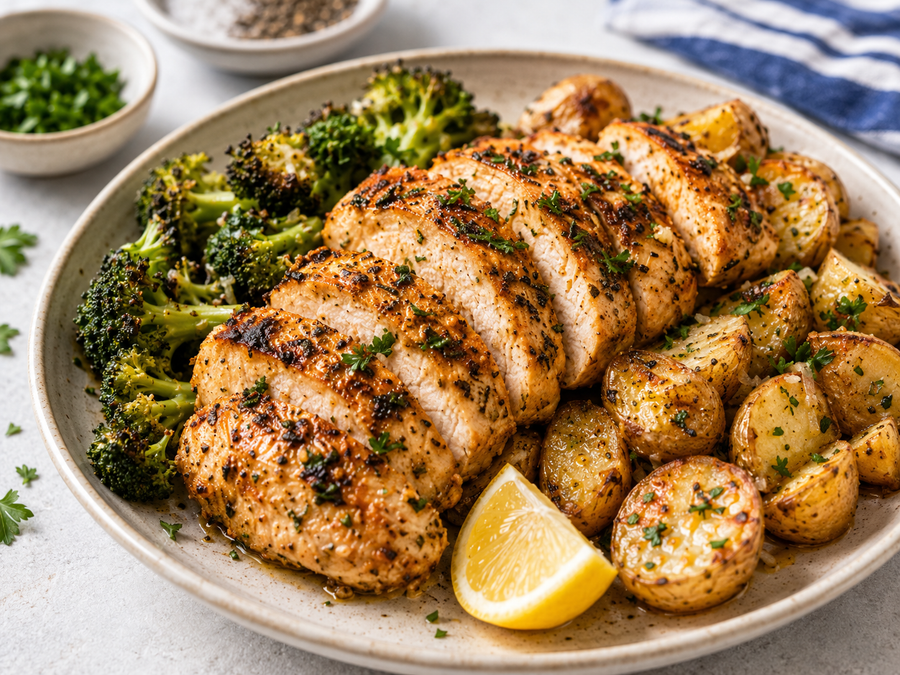 Garlic Herb Chicken with Roasted Veggies