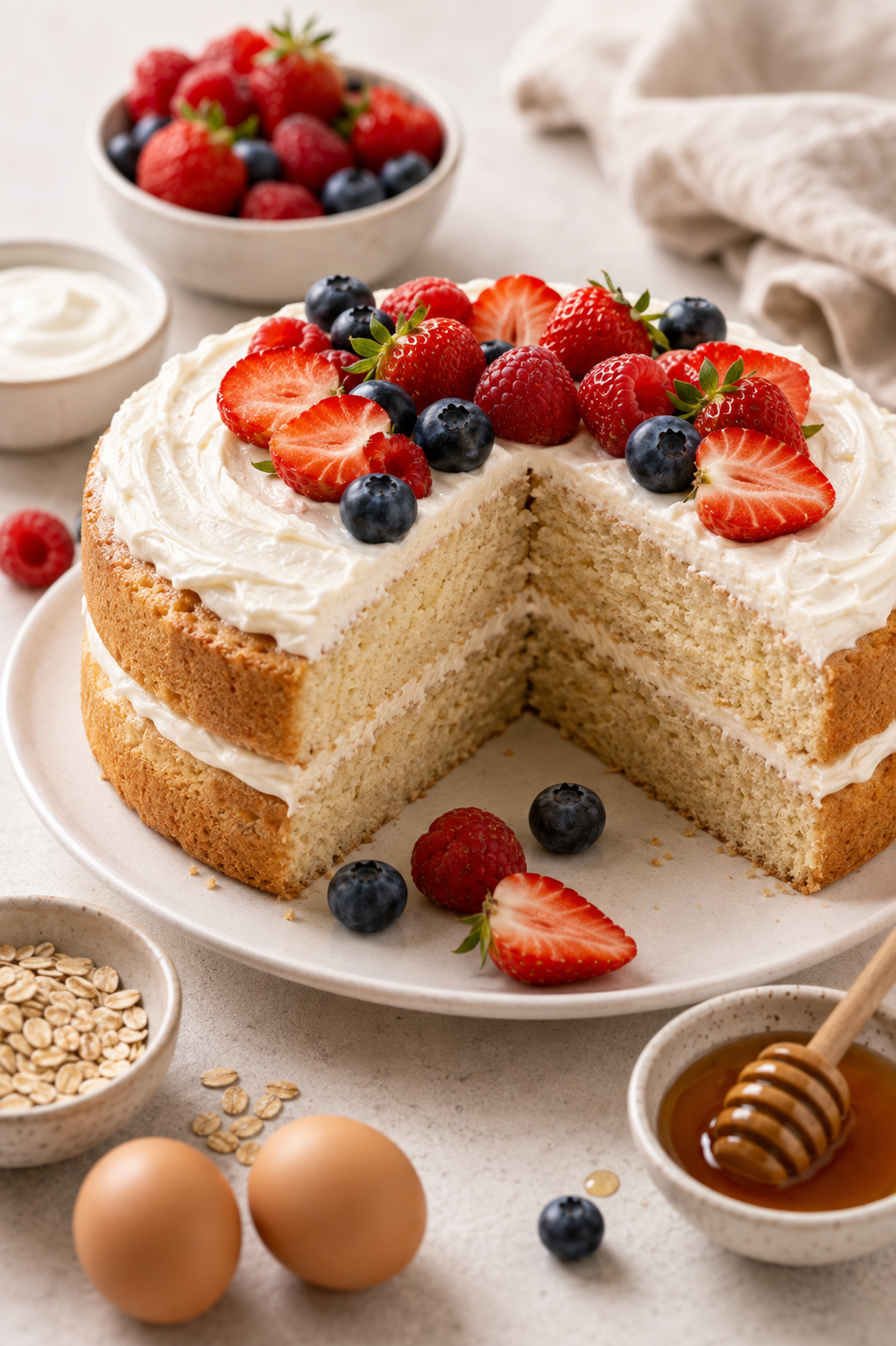 Healthy Vanilla Protein Cake for the Whole Family