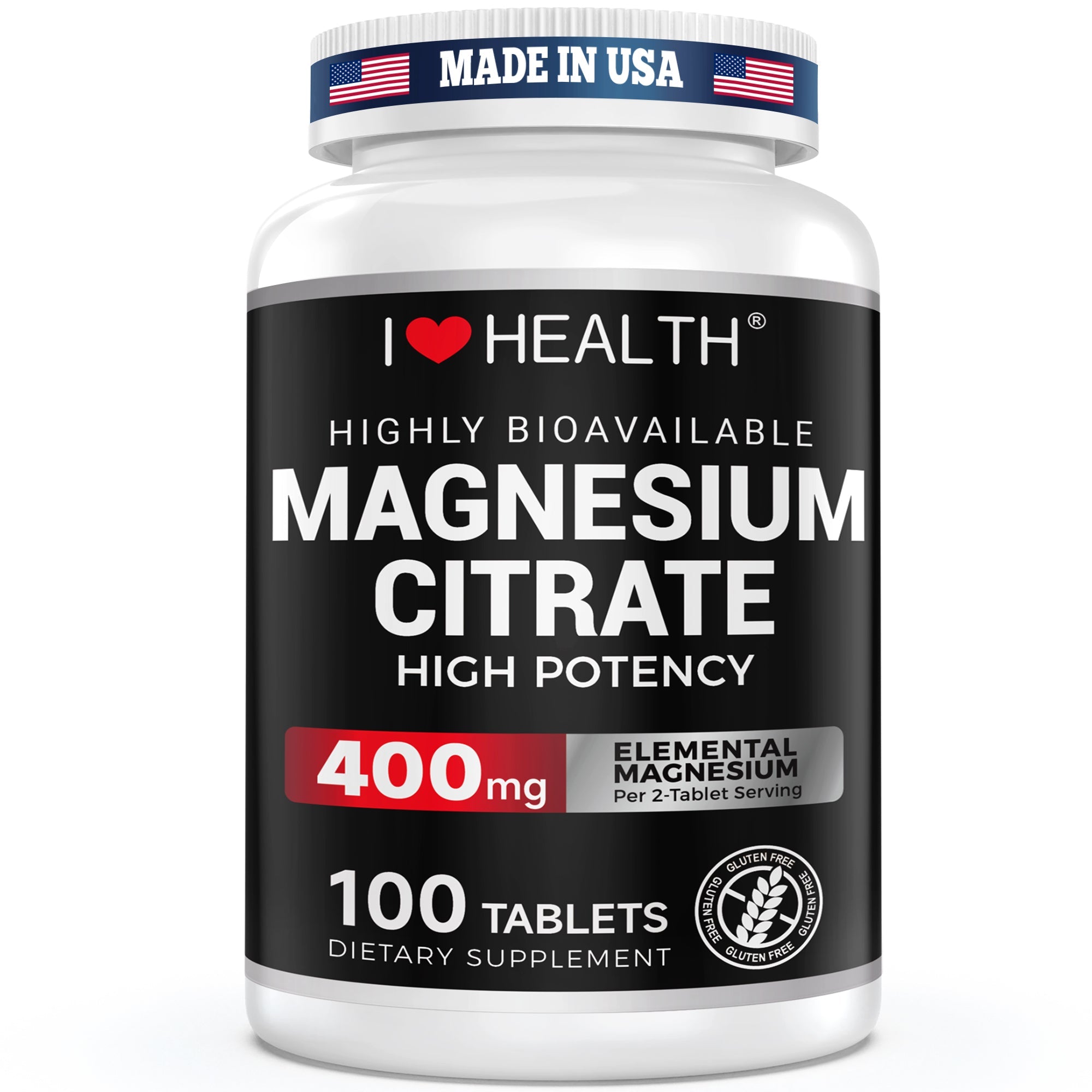 Magnesium Citrate, 400mg, Heart Health Support, 100 vegetarian Tablets