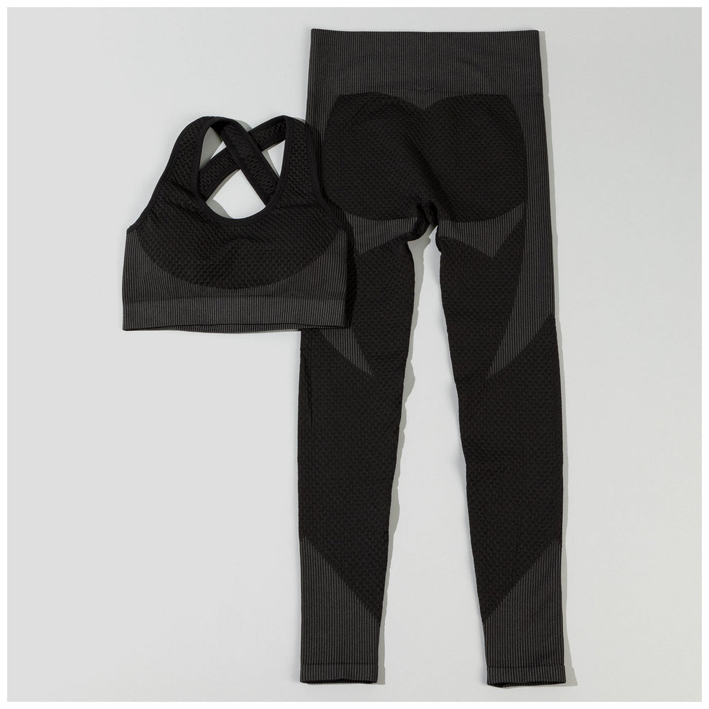 Textured Leggings & Sports Bra Pilates Set