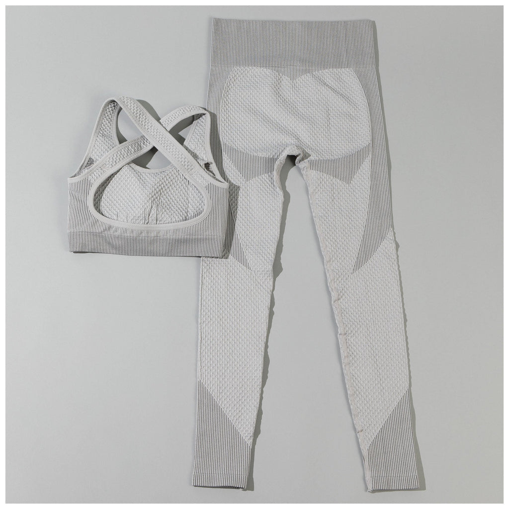 Textured Leggings & Sports Bra Pilates Set
