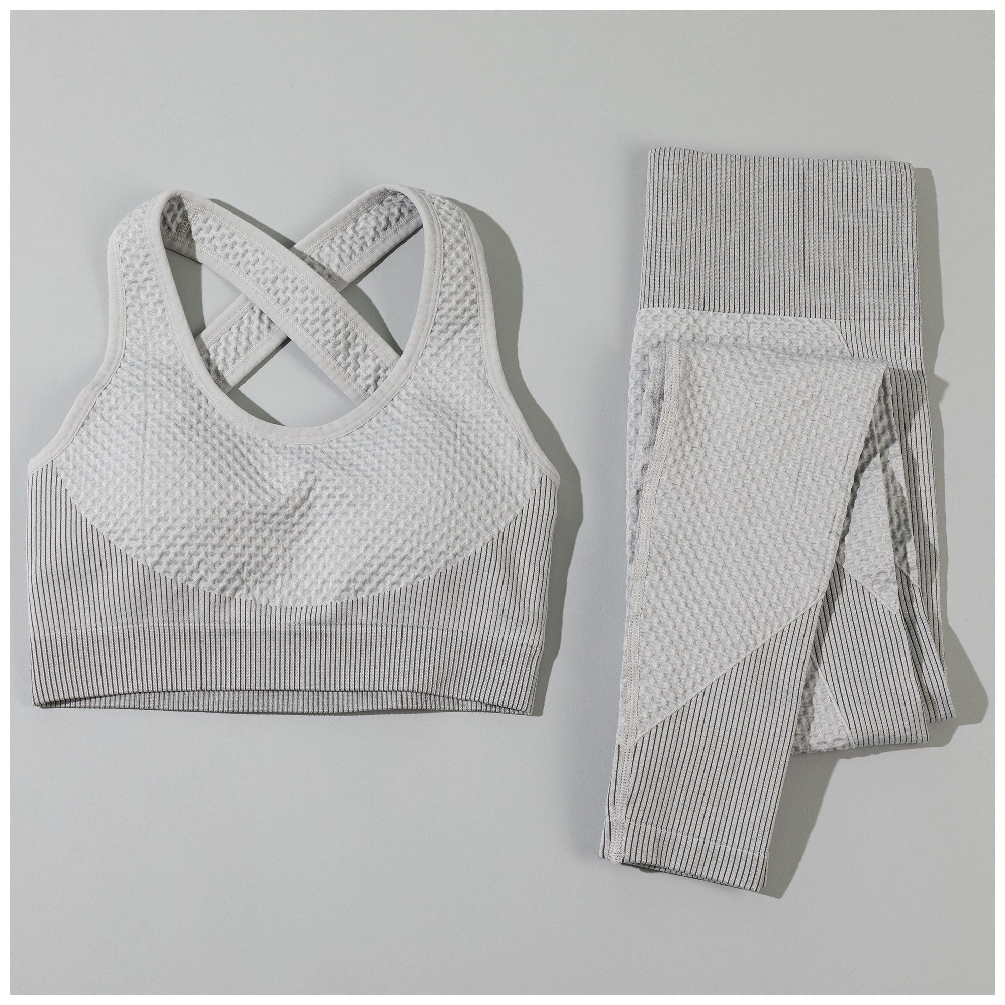 Textured Leggings & Sports Bra Pilates Set