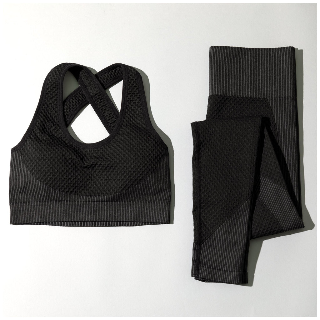 Textured Leggings & Sports Bra Pilates Set