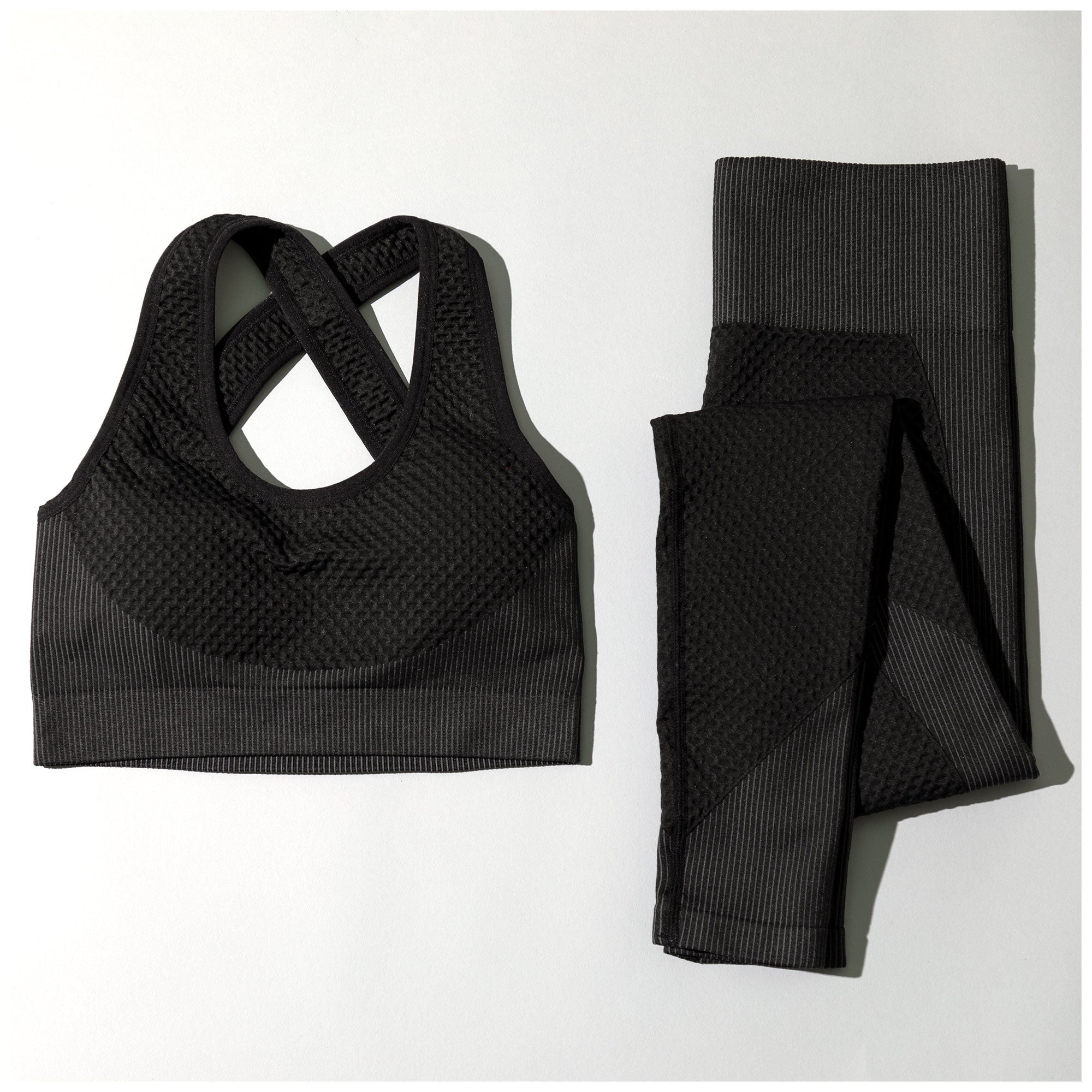 Textured Leggings & Sports Bra Pilates Set