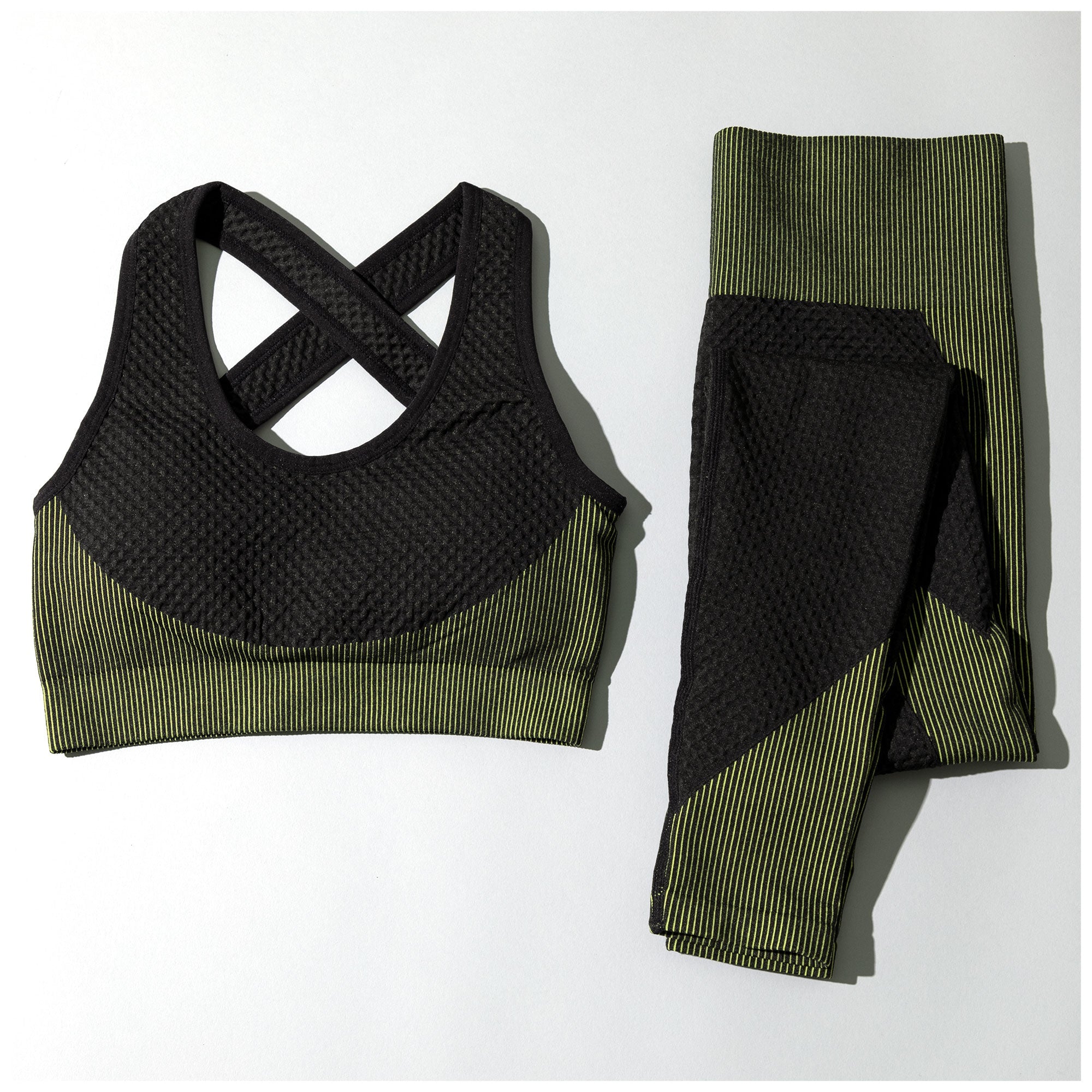 Textured Leggings & Sports Bra Pilates Set