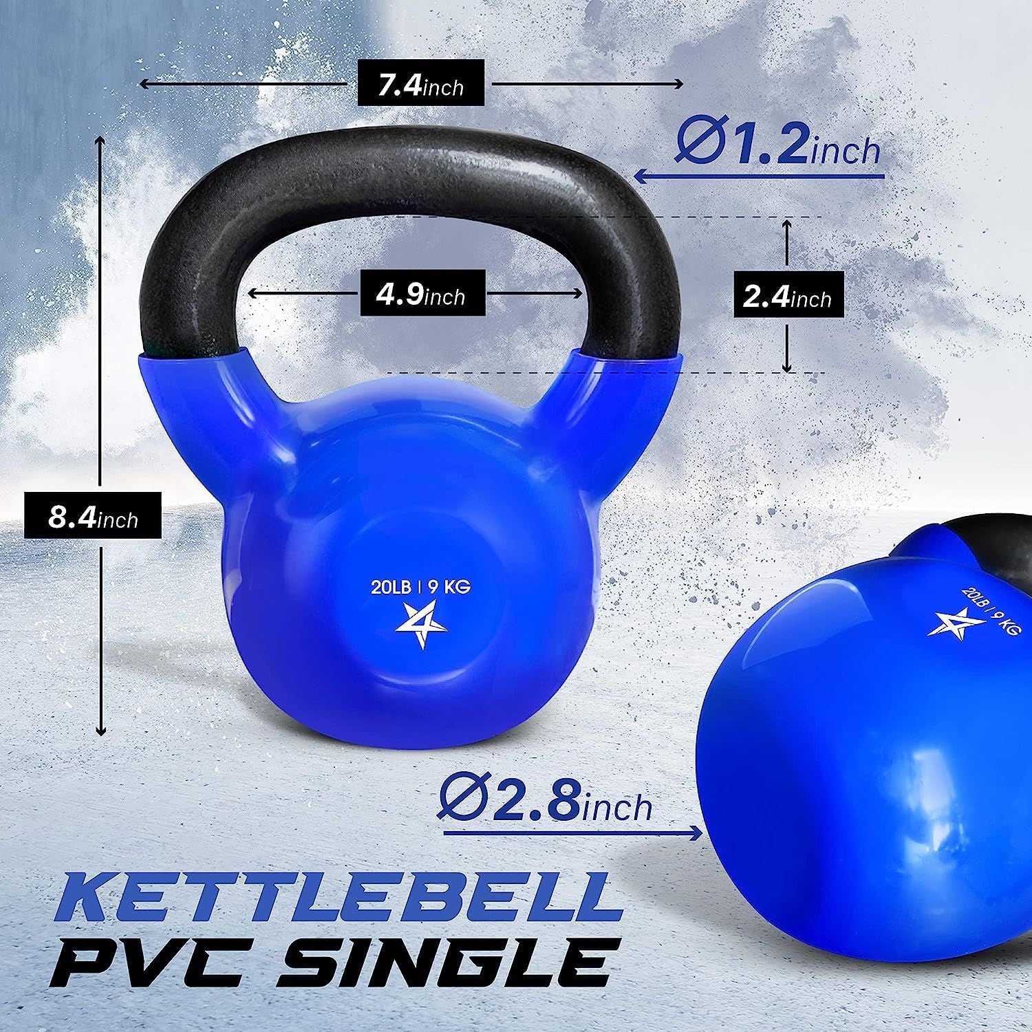Vinyl Coated Cast Iron Kettlebell (5–100 LB) – Strength Training