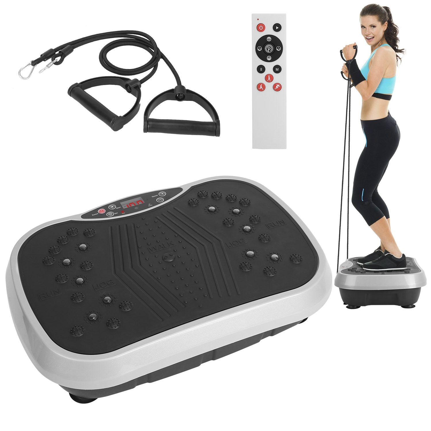 Vibration Exercise Machine With Resistant Bands Remote Control