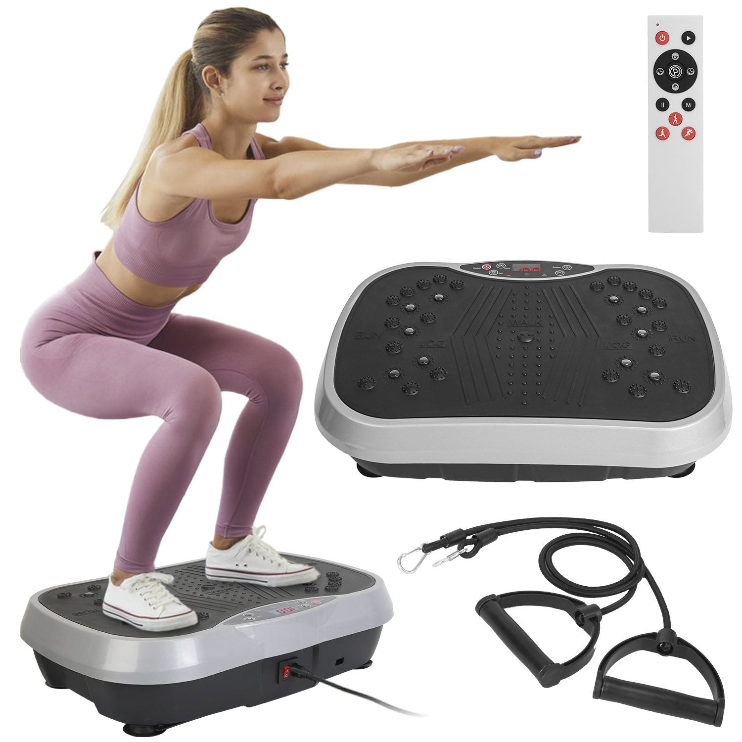 Vibration Exercise Machine With Resistant Bands Remote Control