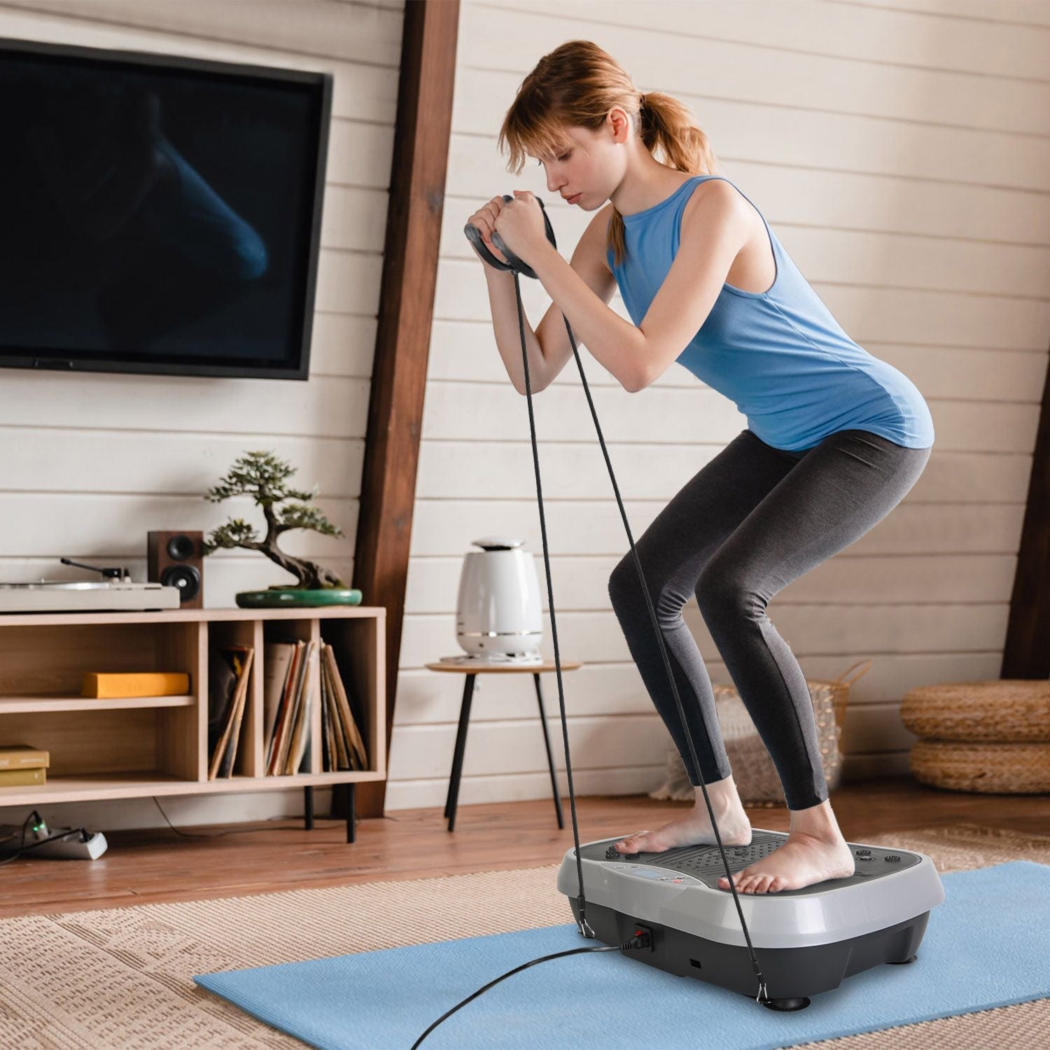 Vibration Exercise Machine With Resistant Bands Remote Control