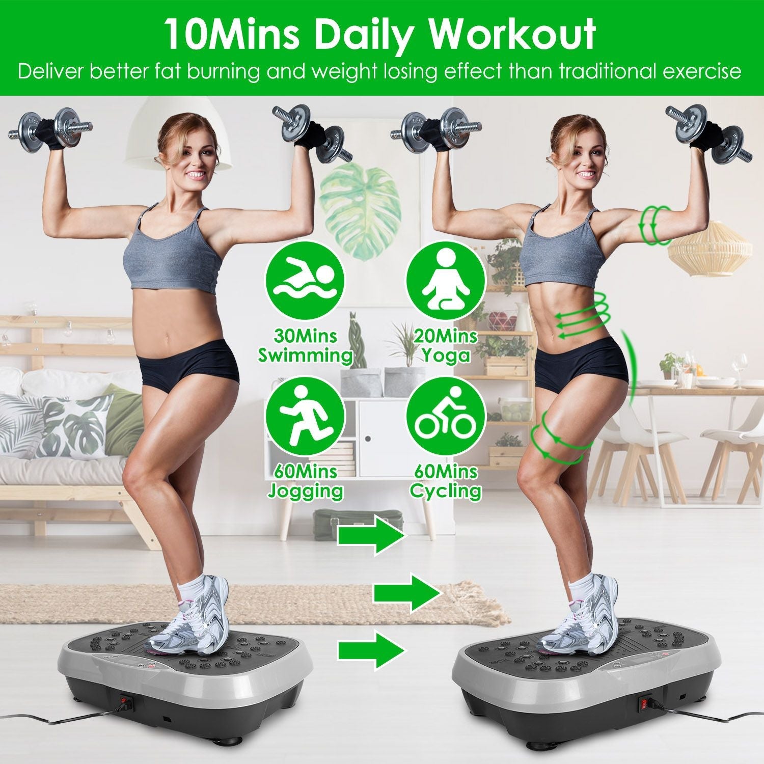 Vibration Exercise Machine With Resistant Bands Remote Control