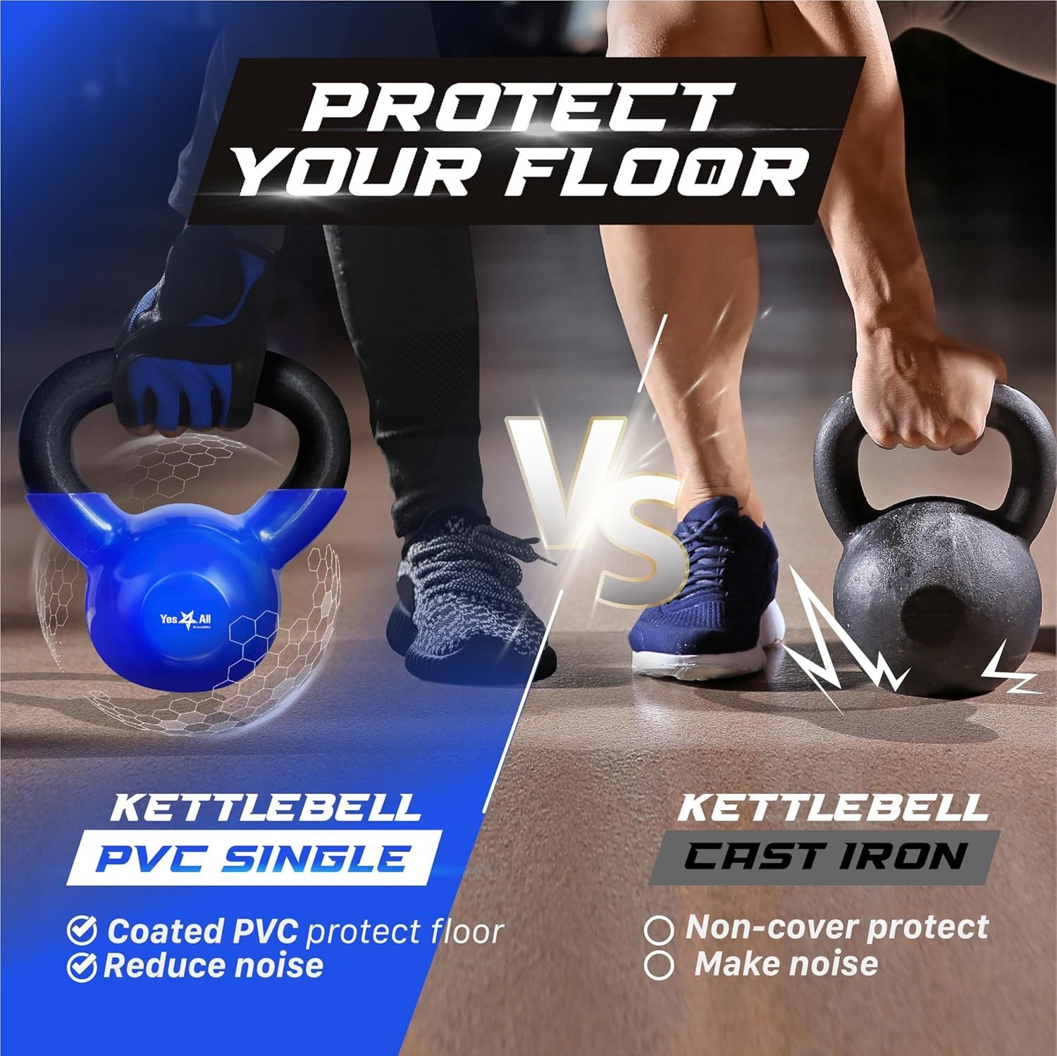 Vinyl Coated Cast Iron Kettlebell (5–100 LB) – Strength Training