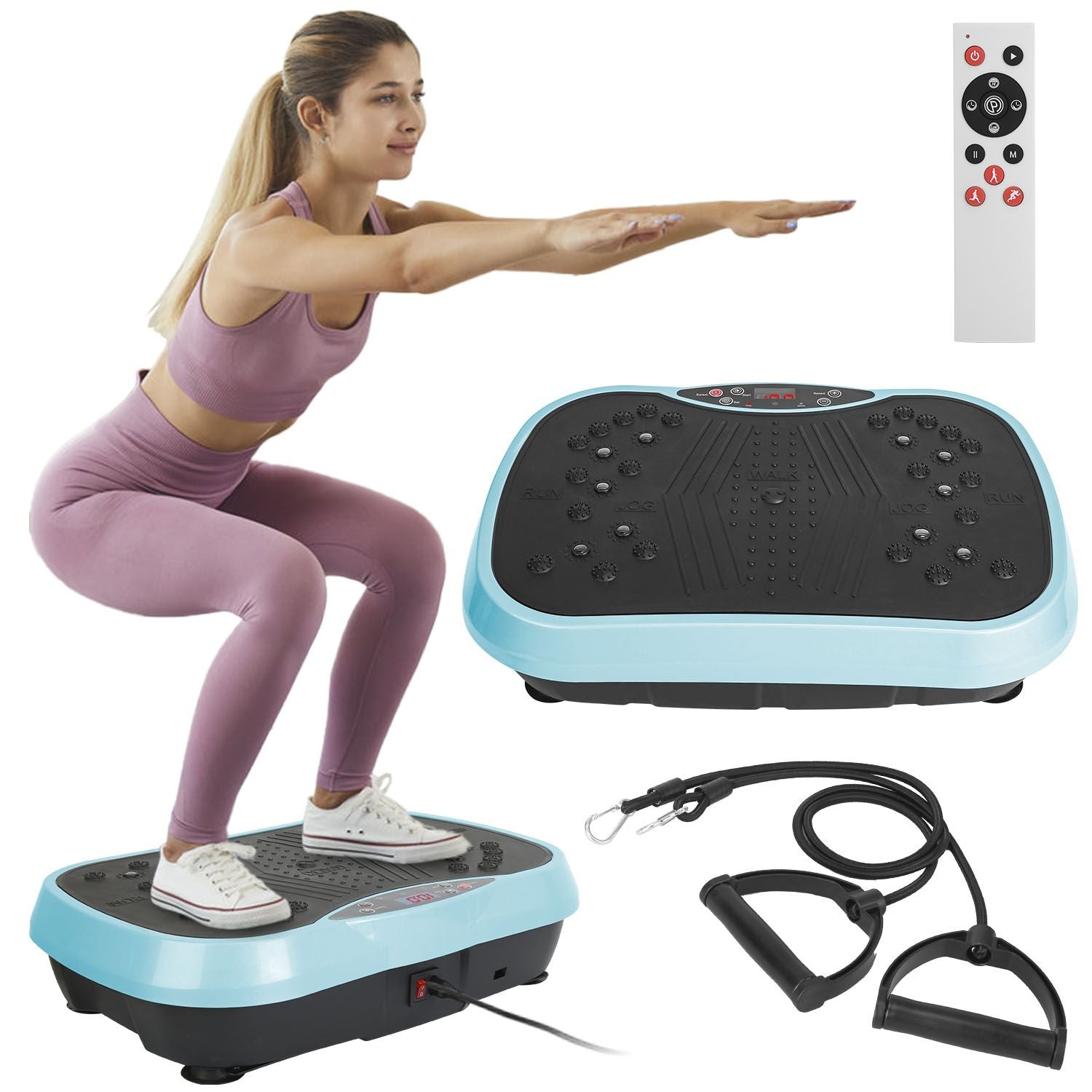 Vibration Exercise Machine With Resistant Bands Remote Control