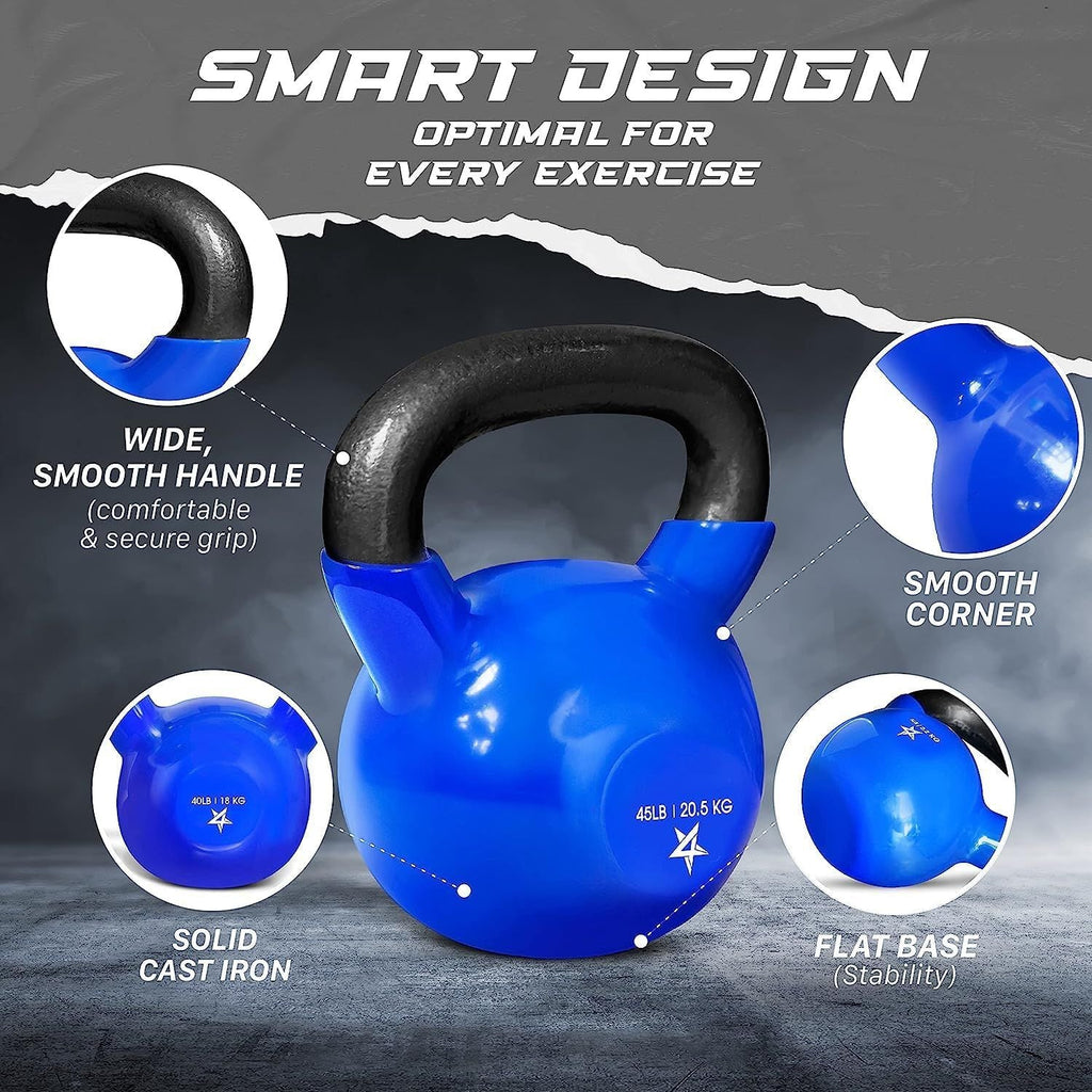 Vinyl Coated Cast Iron Kettlebell (5–100 LB) – Strength Training