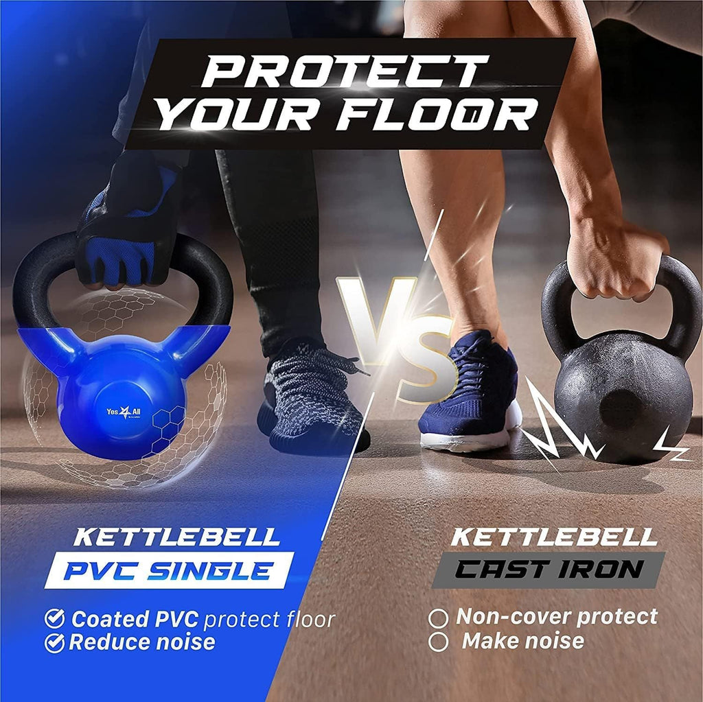Vinyl Coated Cast Iron Kettlebell (5–100 LB) – Strength Training
