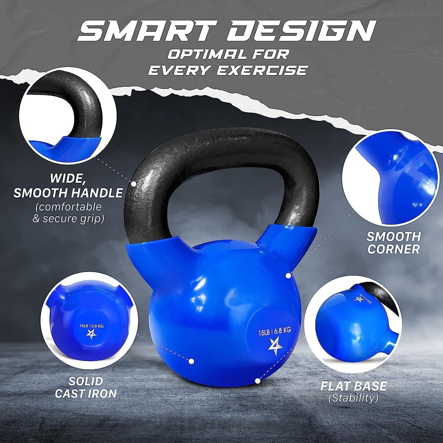 Vinyl Coated Cast Iron Kettlebell (5–100 LB) – Strength Training