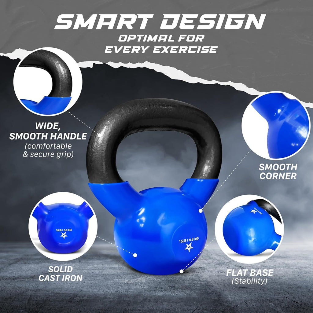 Vinyl Coated Cast Iron Kettlebell (5–100 LB) – Strength Training