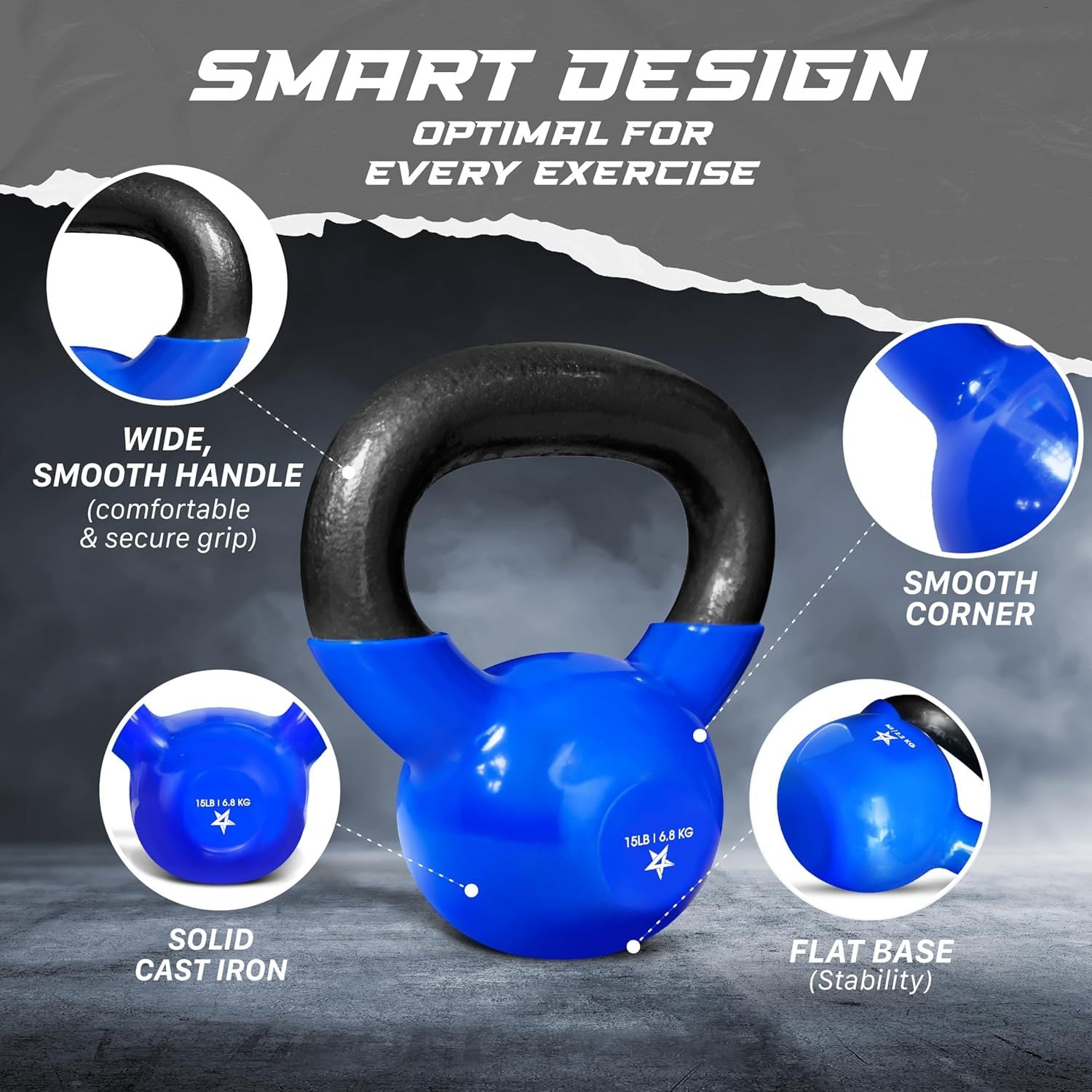 Vinyl Coated Cast Iron Kettlebell (5–100 LB) – Strength Training