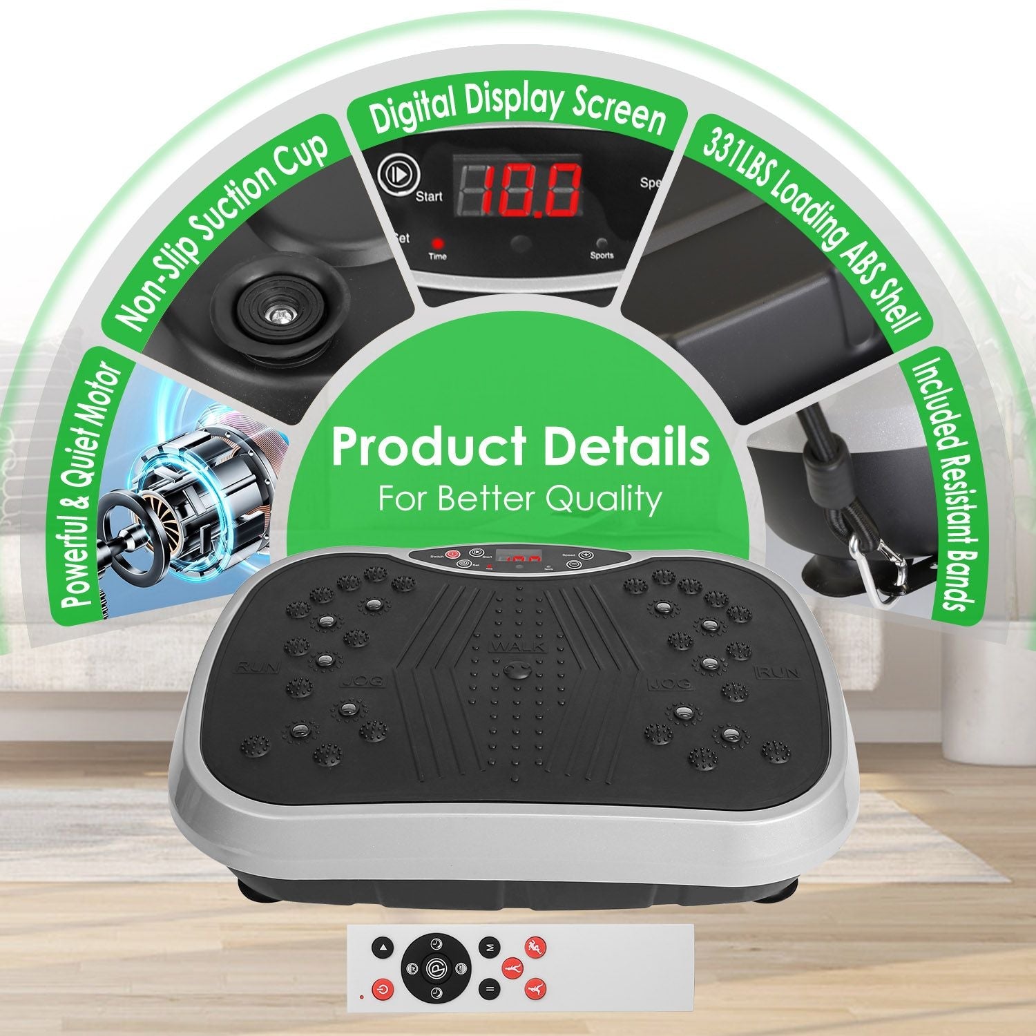 Vibration Exercise Machine With Resistant Bands Remote Control