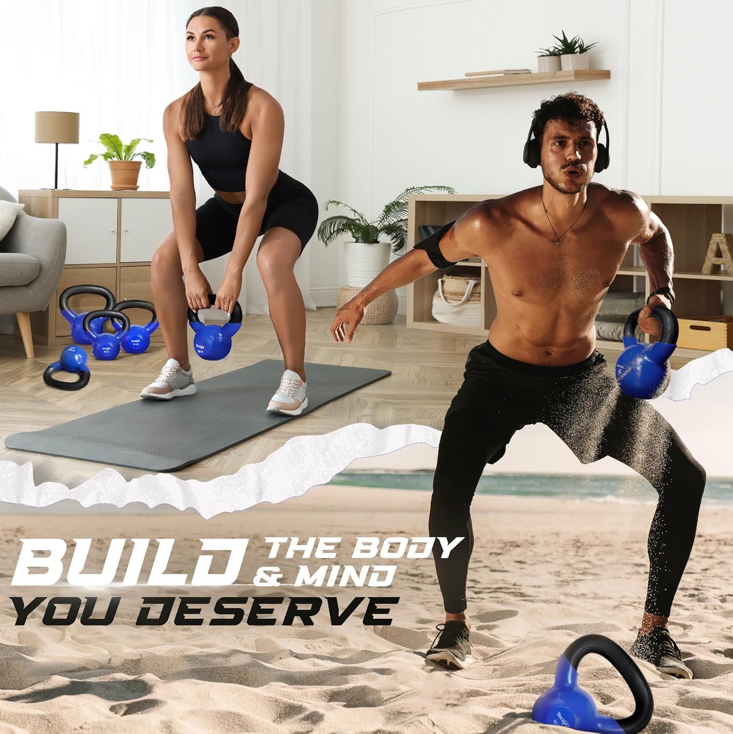Vinyl Coated Cast Iron Kettlebell (5–100 LB) – Strength Training