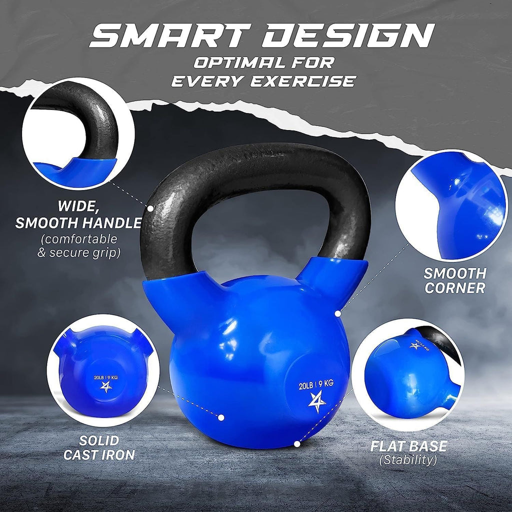 Vinyl Coated Cast Iron Kettlebell (5–100 LB) – Strength Training