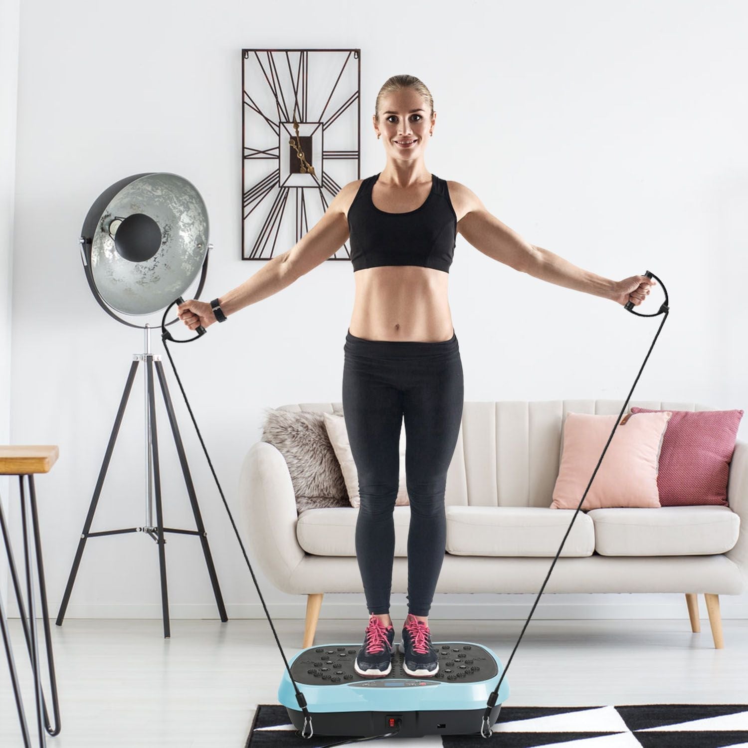 Vibration Exercise Machine With Resistant Bands Remote Control