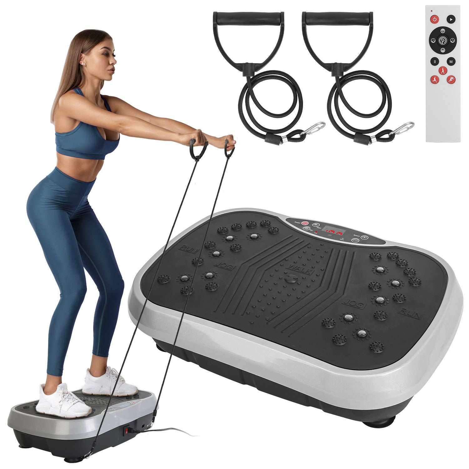 Vibration Exercise Machine With Resistant Bands Remote Control