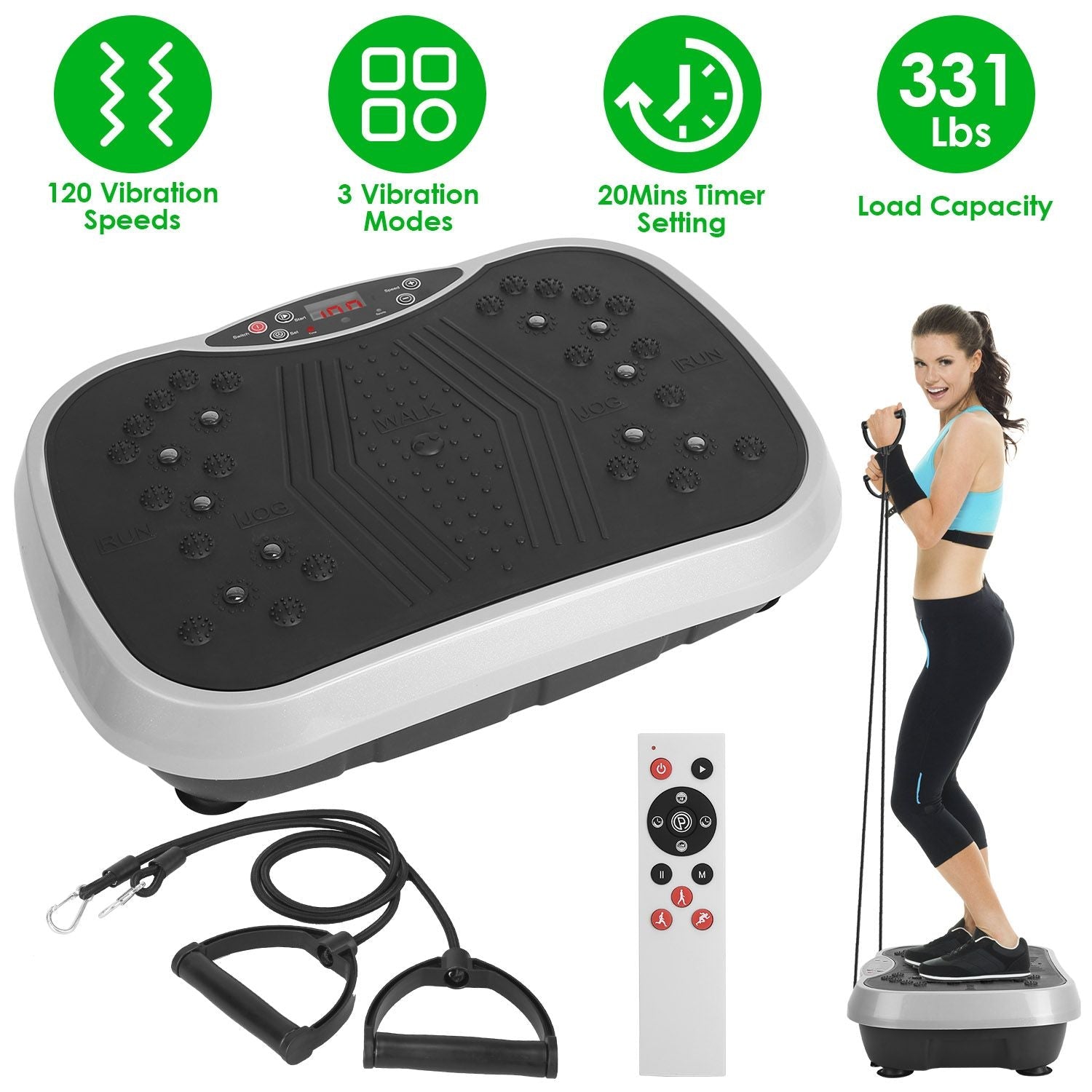 Vibration Exercise Machine With Resistant Bands Remote Control