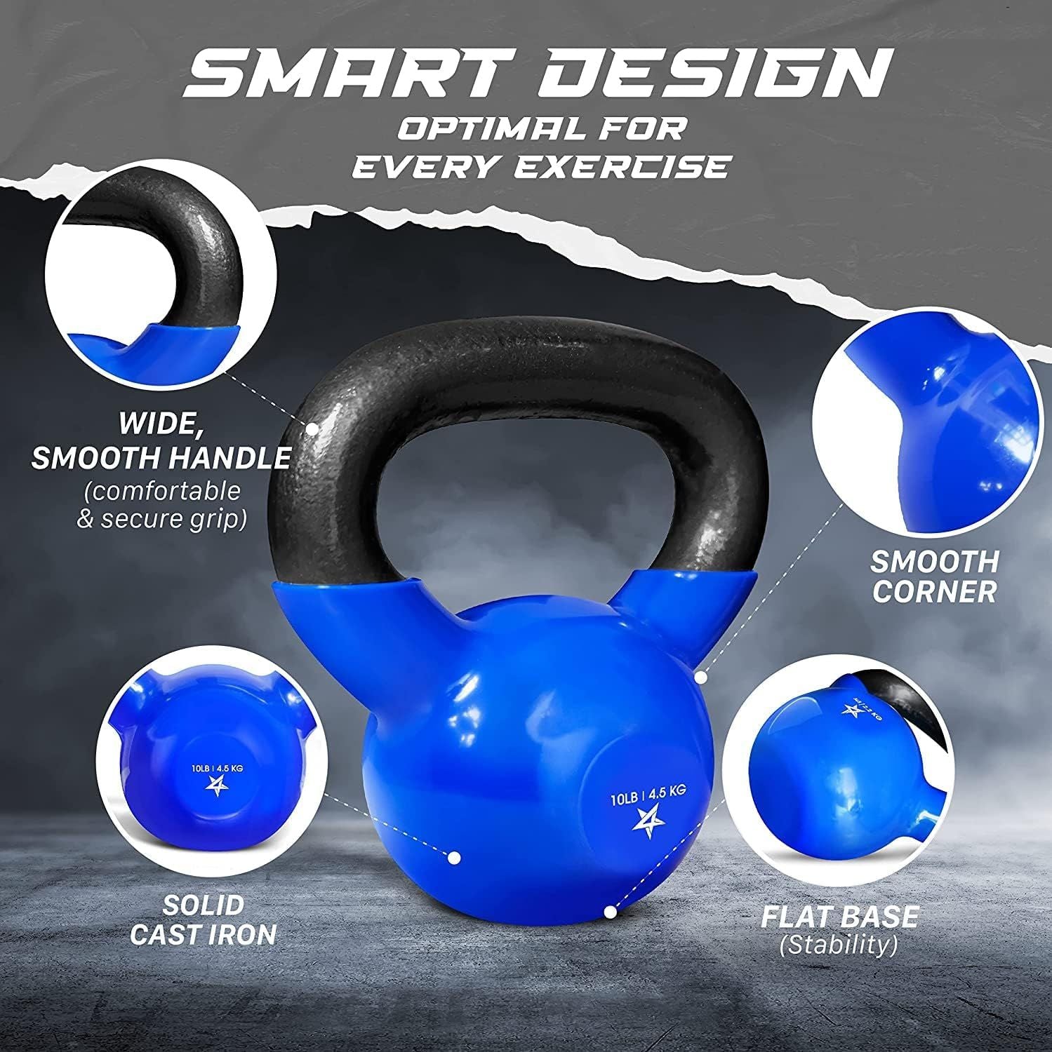 Vinyl Coated Cast Iron Kettlebell (5–100 LB) – Strength Training