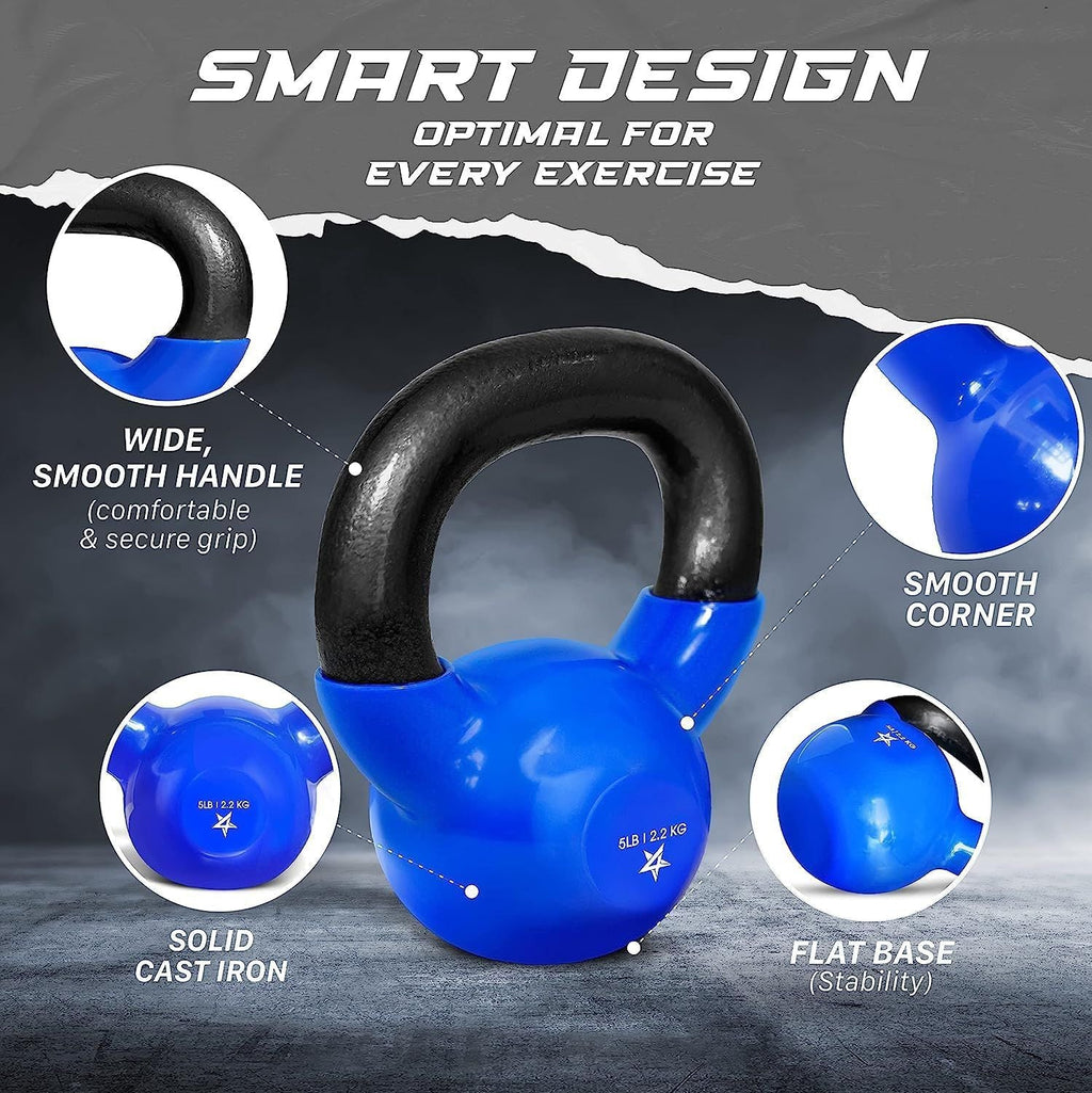 Vinyl Coated Cast Iron Kettlebell (5–100 LB) – Strength Training