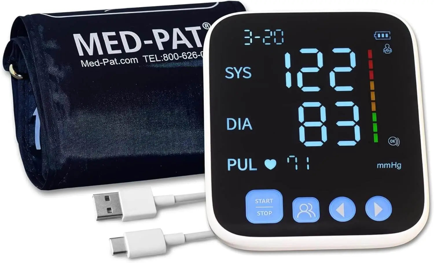 Med-Pat Arm Blood Pressure Monitor – One-Touch BP Machine