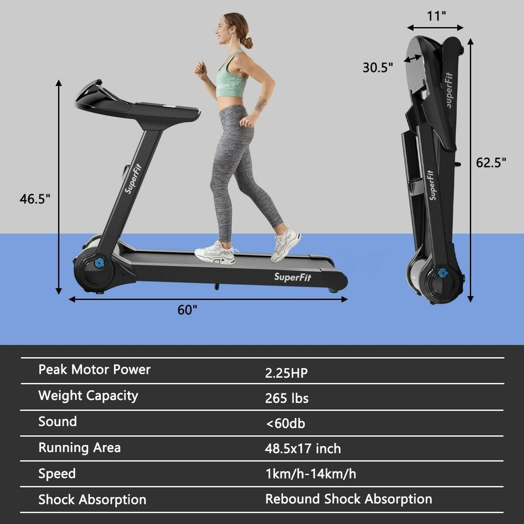 Folding Treadmill with Bluetooth Speaker-Black