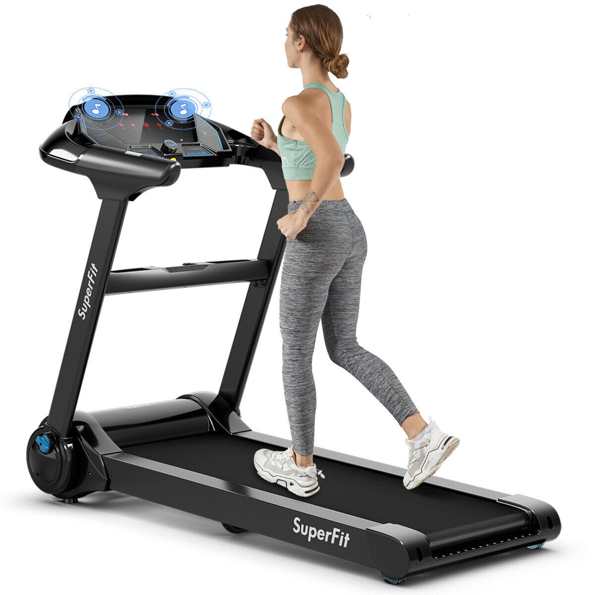 Folding Treadmill with Bluetooth Speaker-Black