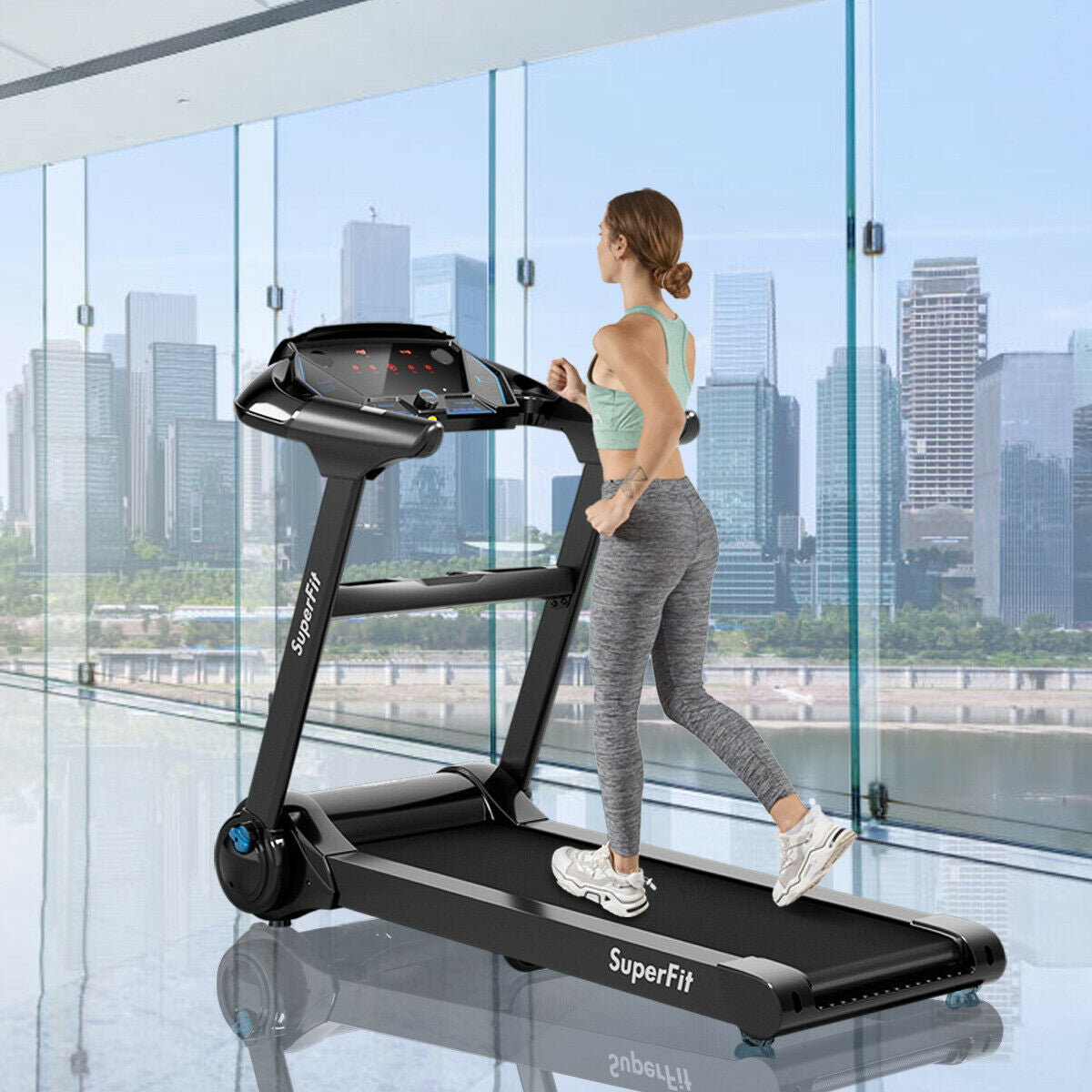 Folding Treadmill with Bluetooth Speaker-Black