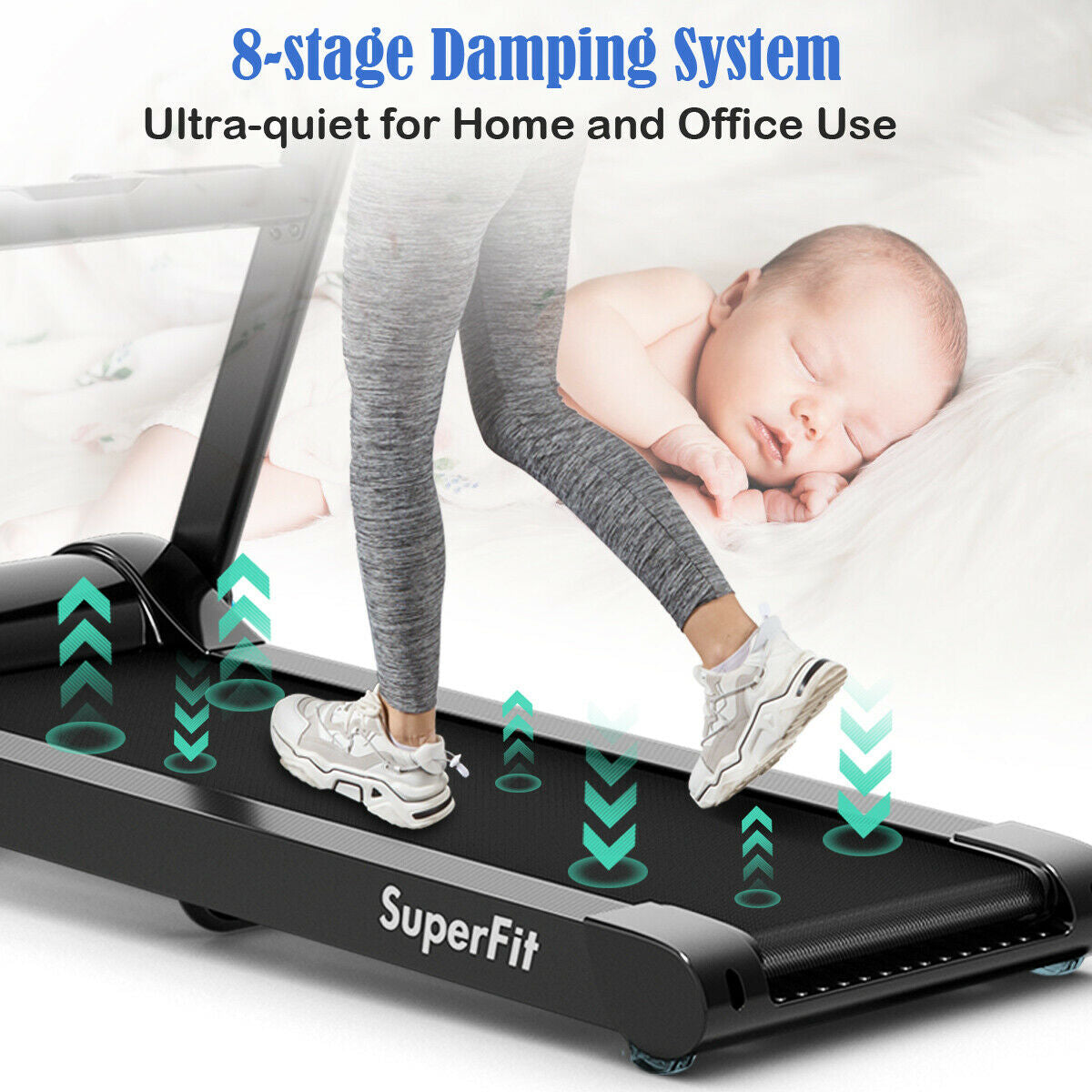 Folding Treadmill with Bluetooth Speaker-Black