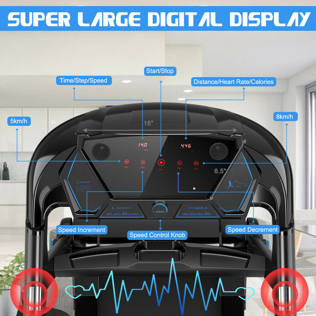 Folding Treadmill with Bluetooth Speaker-Black