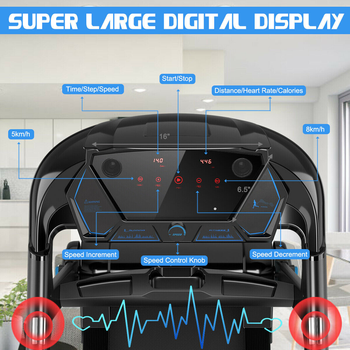 Folding Treadmill with Bluetooth Speaker-Black