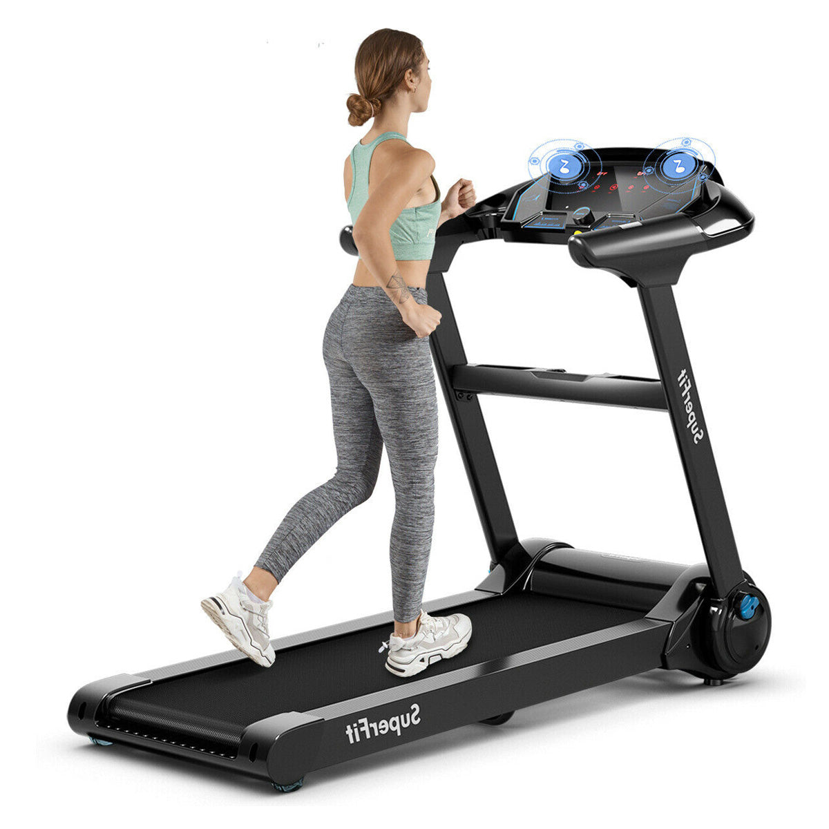 Folding Treadmill with Bluetooth Speaker-Black